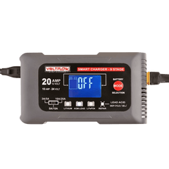 Voltflow 20Amp Smart Battery Charger & Maintainer 12-24V 9-Stage Lithium Capable - Multi Amp - High Output - Fan Cooled