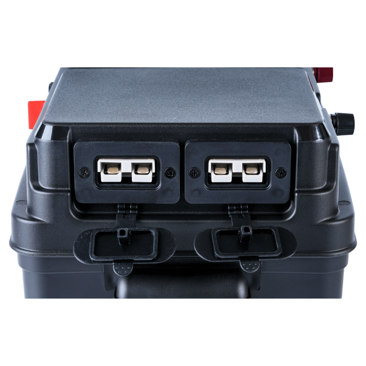 Black electronic device with USB ports on a white background