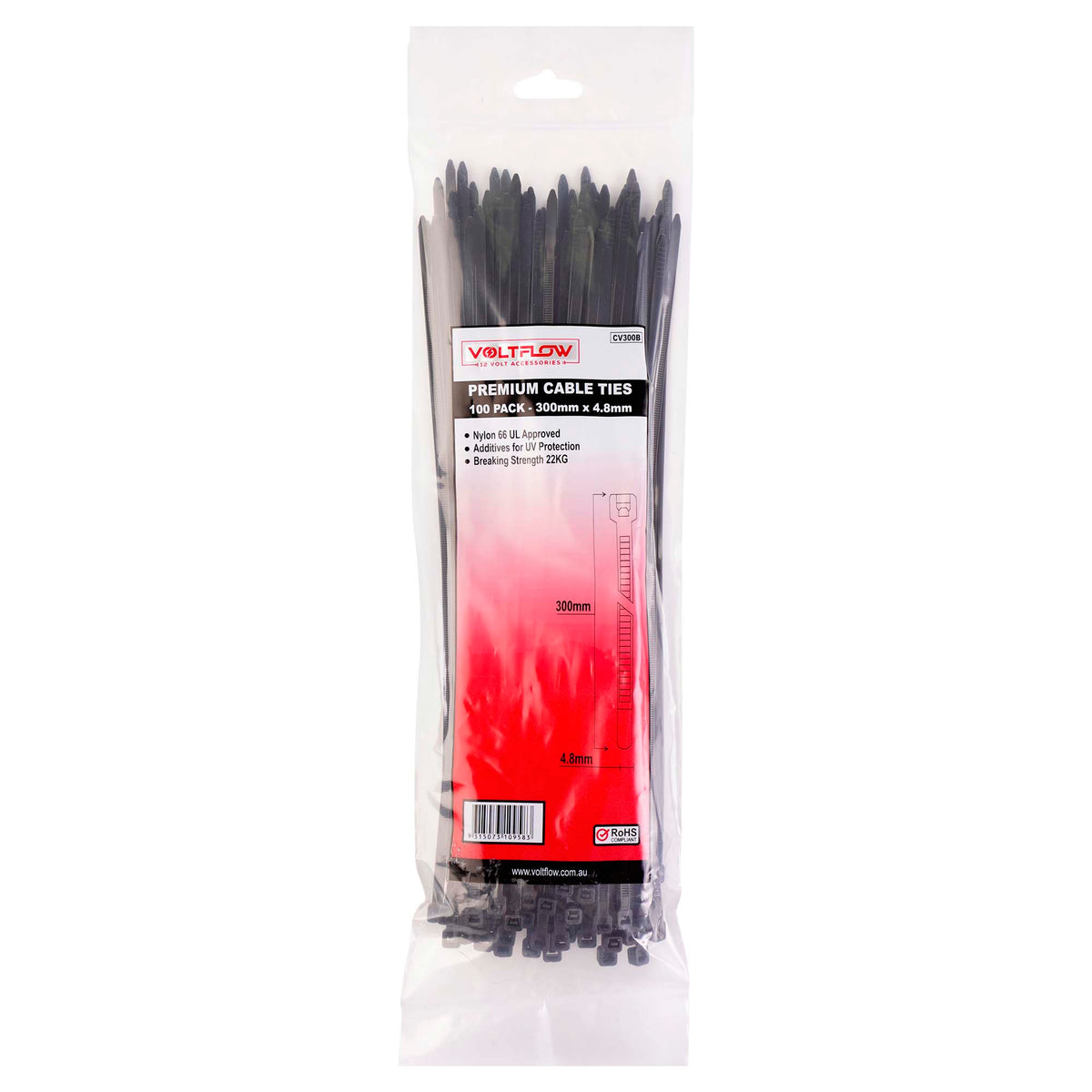 VoltFlow Premium Black & White Cable Ties Packs of 100