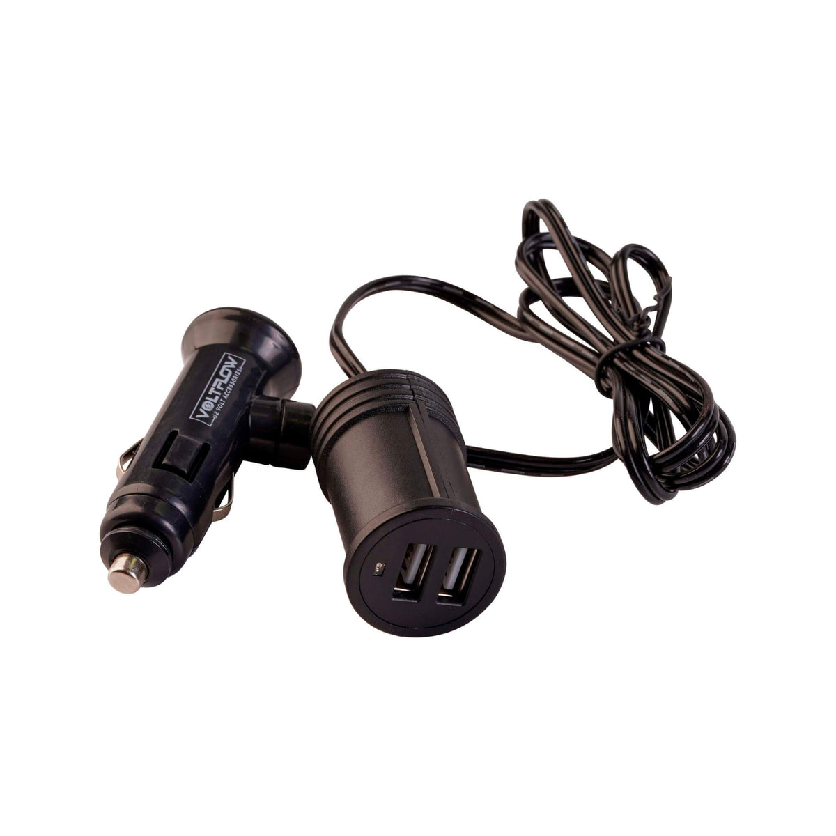 VoltFlow 12V Accessory Plug Cable + Dual USB 3Amp
