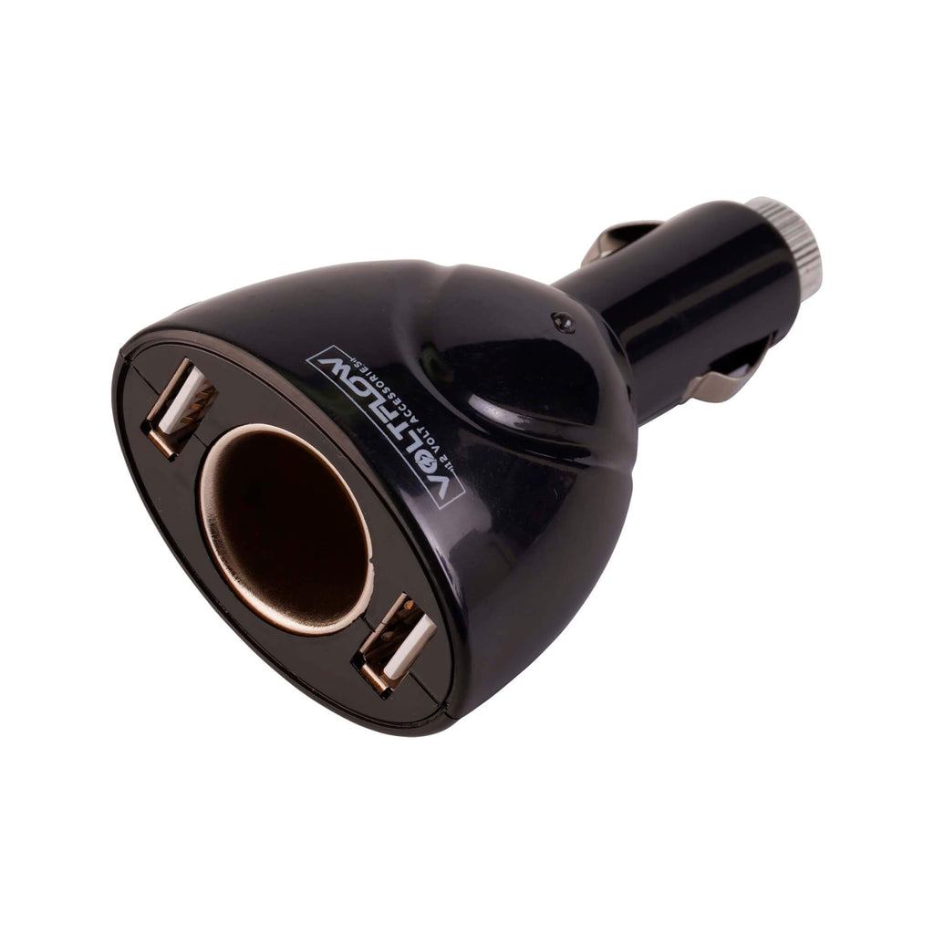 12v Accessory Socket Adapter VoltFlow 12V Accessory Socket & Dual USB Outlet With Dust Cap 2.4Amp ...