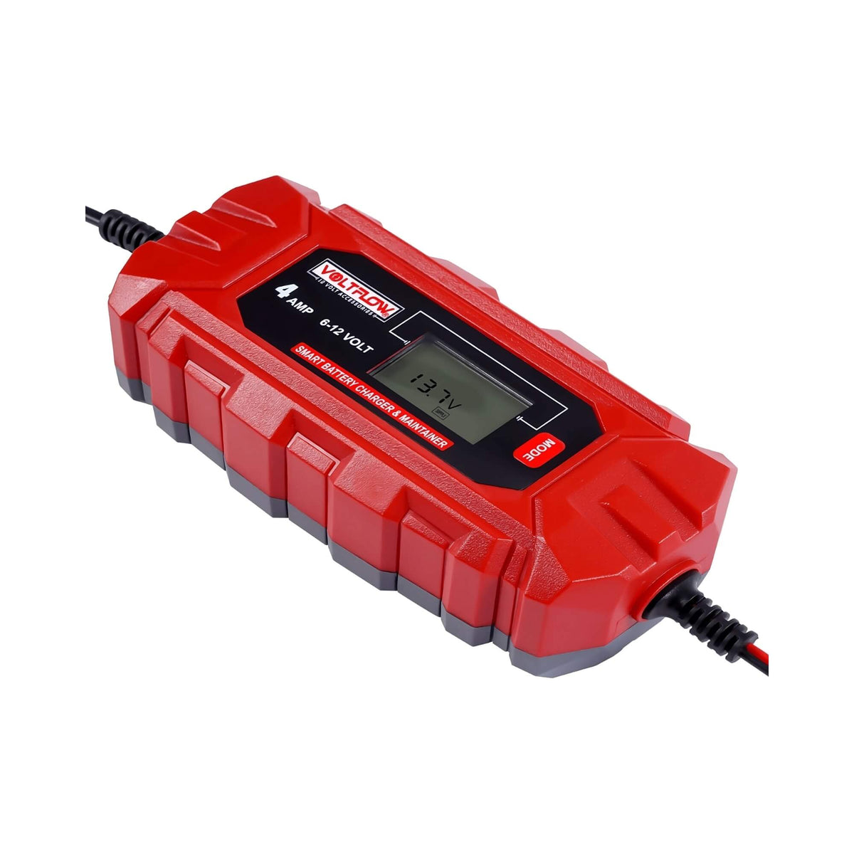 Voltflow 4Amp Smart Battery Charger & Maintainer 6-12V 10-Stage Lithium Capable - Small to Mid Size Batteries