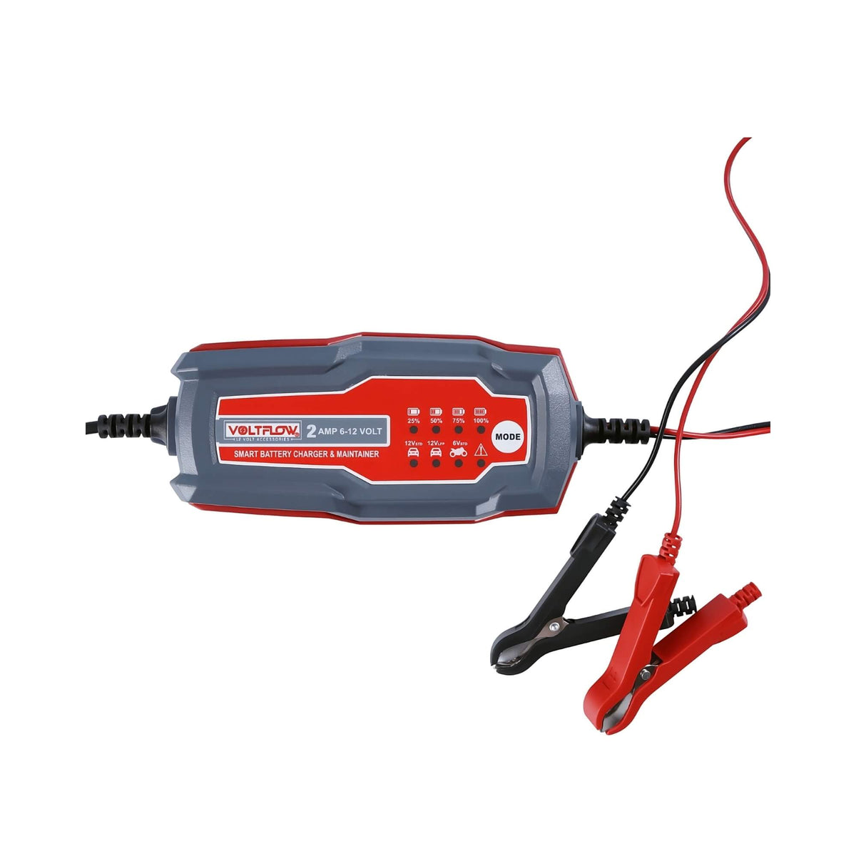 Voltflow 2Amp Smart Battery Charger & Maintainer 6-12V 6-Stage Lithium Capable