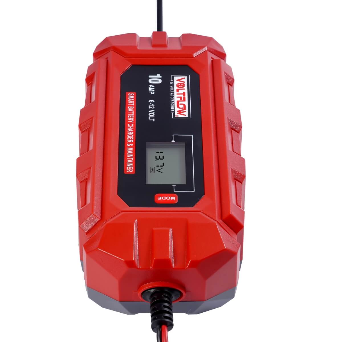 Profile image showcasing the slim and streamlined design of the Voltflow VF10BC 12 volt car battery charger.