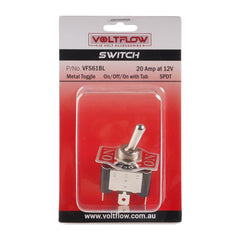 VoltFlow Metal Toggle Switches with Quick Connect Tab - 20Amp at 12V