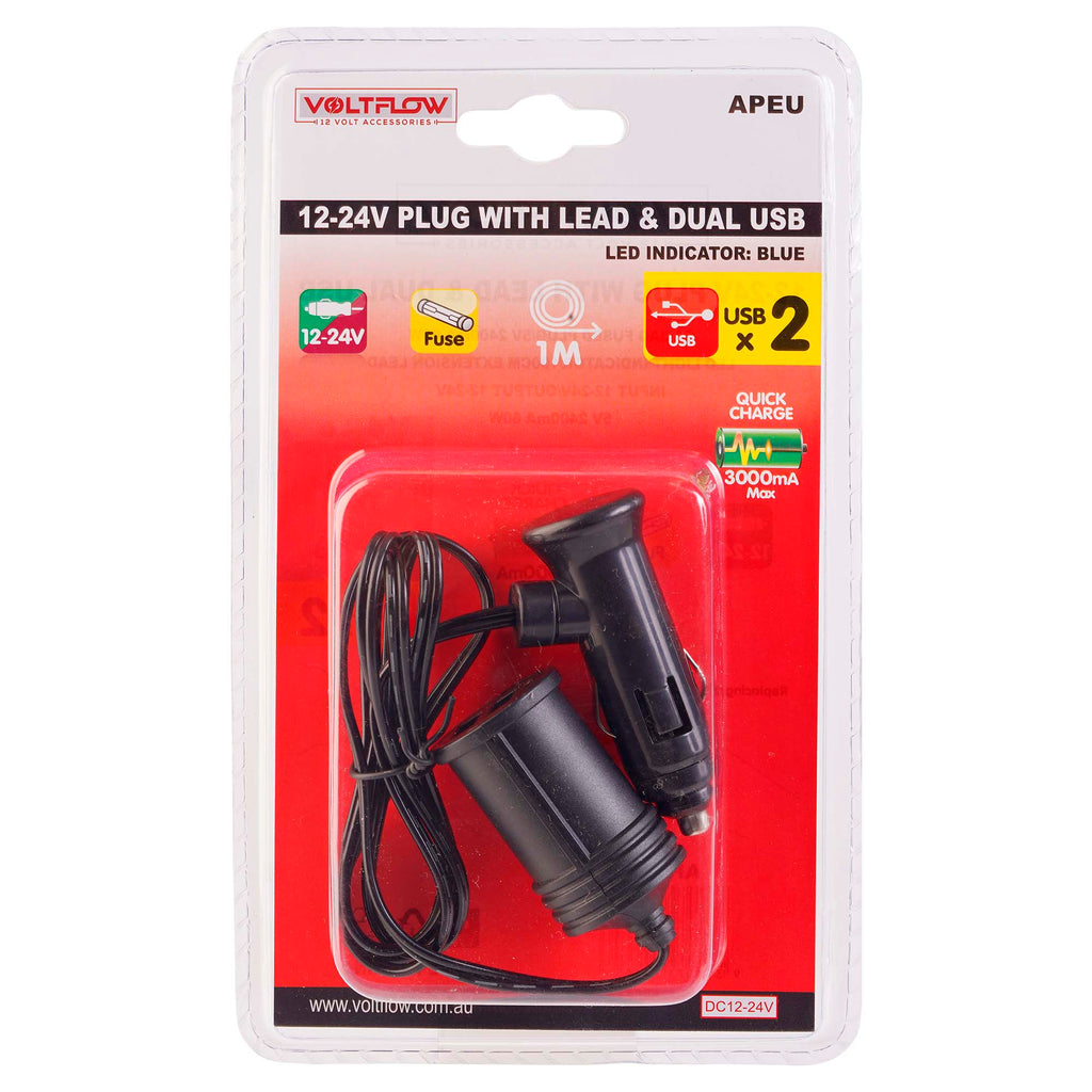 VoltFlow 12V Accessory Plug Cable + Dual USB 3Amp · VoltFlow 12 Volt ...