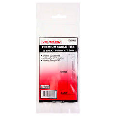 VoltFlow Premium Black & White Cable Ties Packs of 25