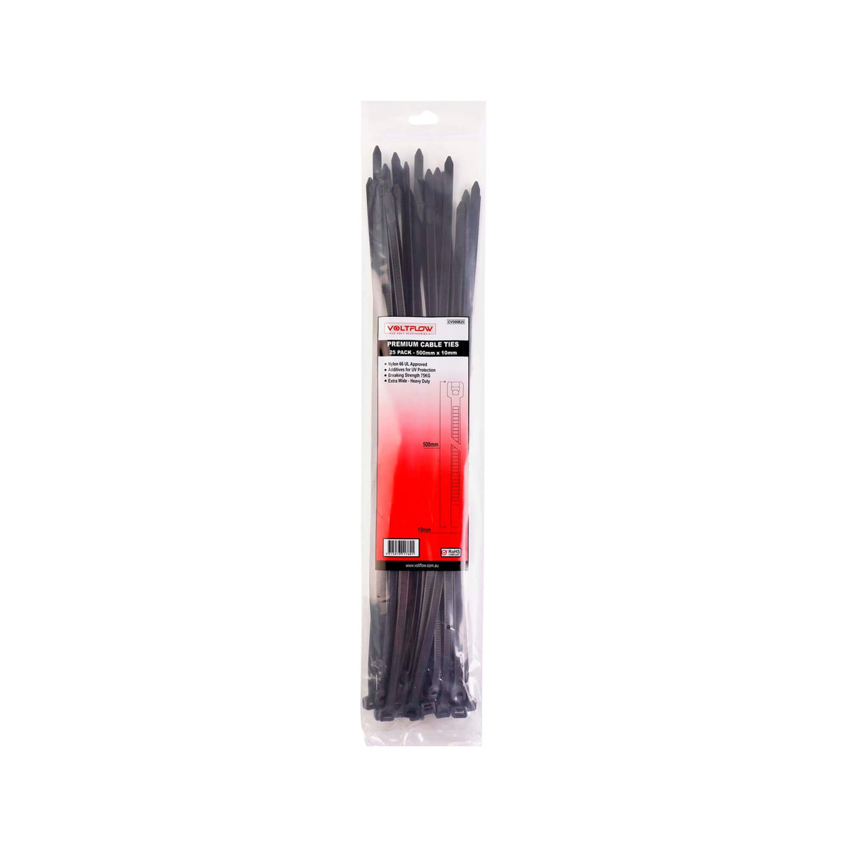 VoltFlow Premium Black & White Cable Ties Packs of 25