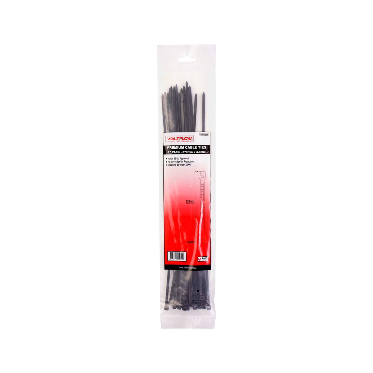 VoltFlow Premium Black & White Cable Ties Packs of 25
